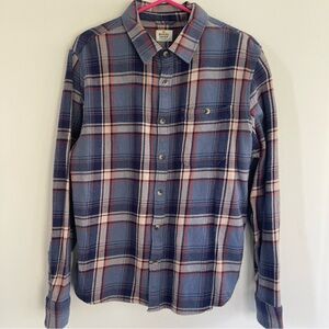 Marine Layer Cotton Blue Plaid Long-Sleeve Men's Button Down Shirt Size Medium